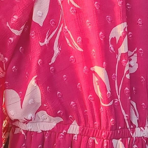 Torrid Pink & White Floral Dress with Clip-dots & Ruffle Bottom, Sz 0, Large, 12 - Picture 14 of 14